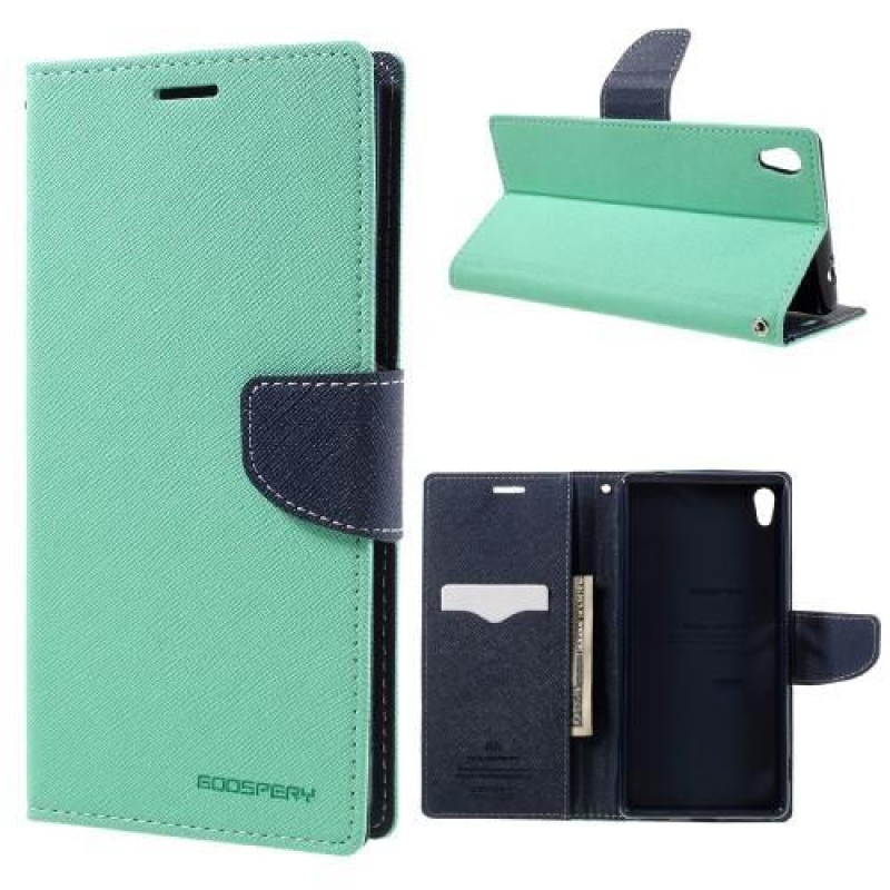 Napló PU bőr tok Sony Xperia XA Ultra készülékhez - cián színű