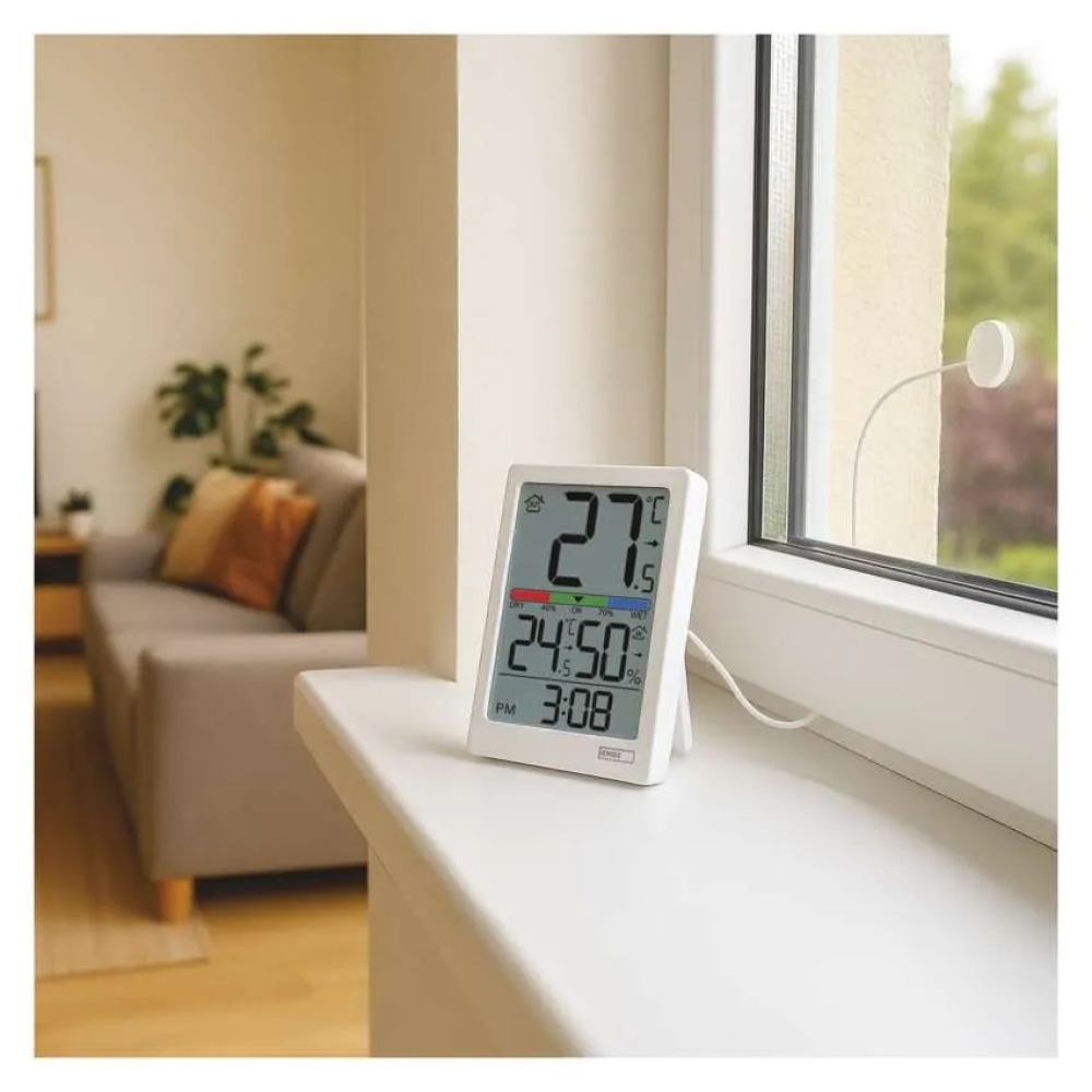 Digitális hőmérő higrométerrel, vezetékes érzékelővel, ébresztőórával E0558P
