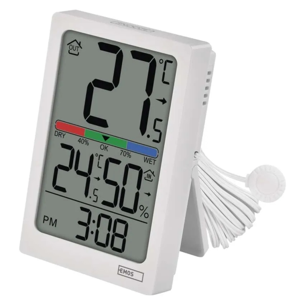 Digitális hőmérő higrométerrel, vezetékes érzékelővel, ébresztőórával E0558P