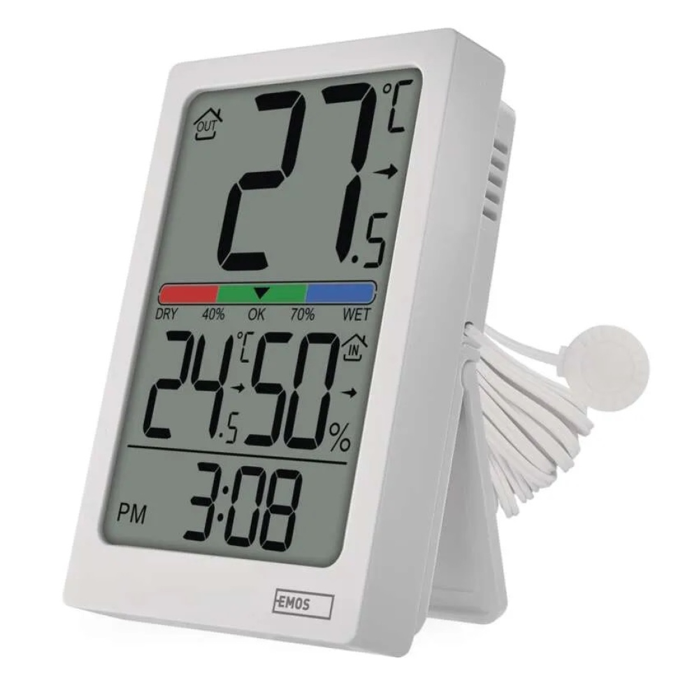 Digitális hőmérő higrométerrel, vezetékes érzékelővel, ébresztőórával E0558P