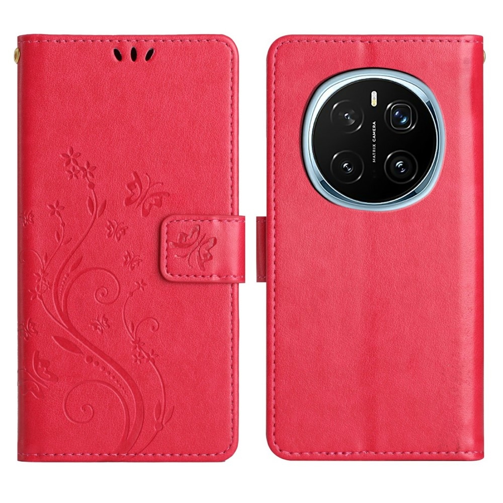 Virágok könyv tok a Honor Magic 7 Pro 5G-hez - piros