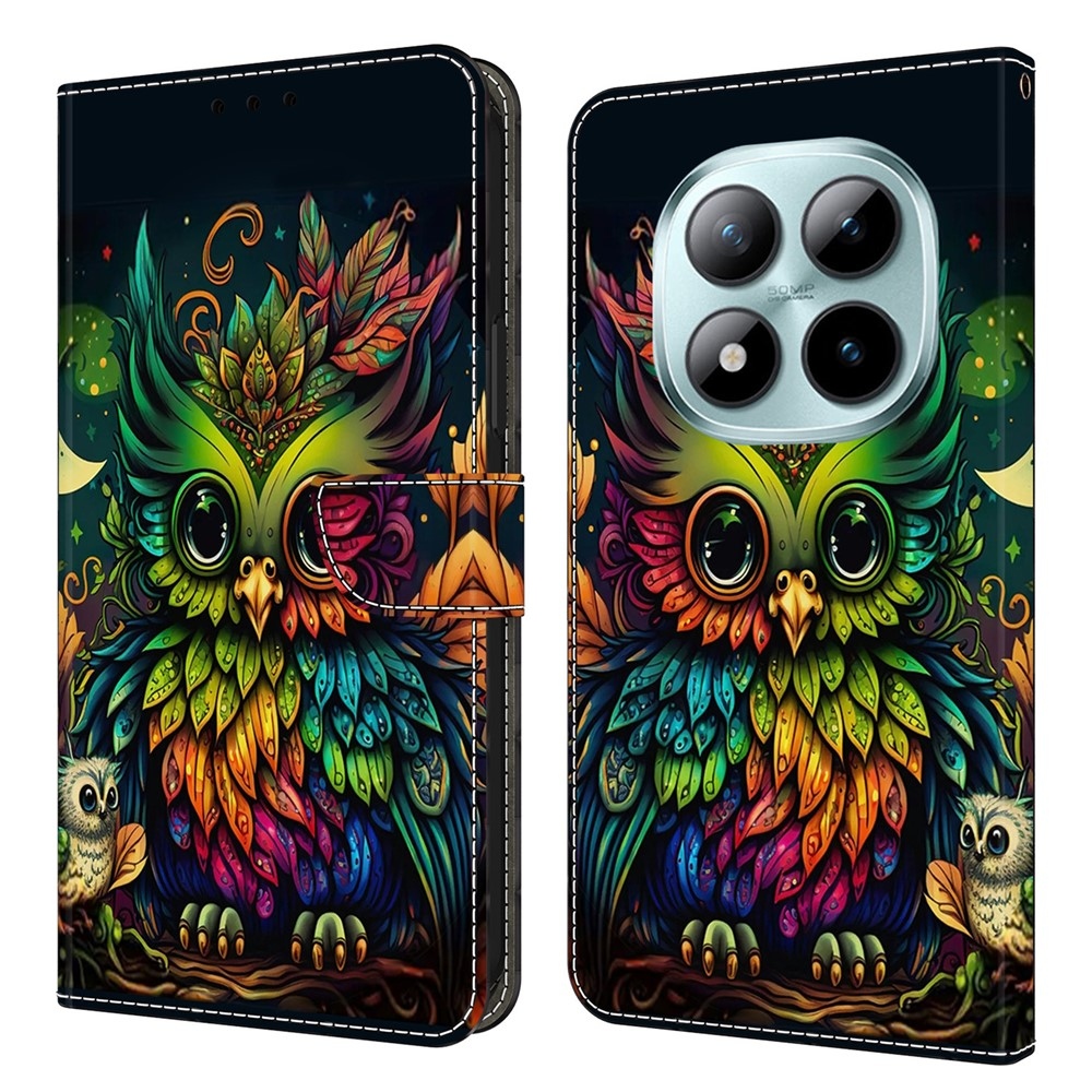 Különleges könyv tok a Xiaomi Poco M8 5G/Redmi Note 15 5G/Note 15 4G - színes bagolyhoz