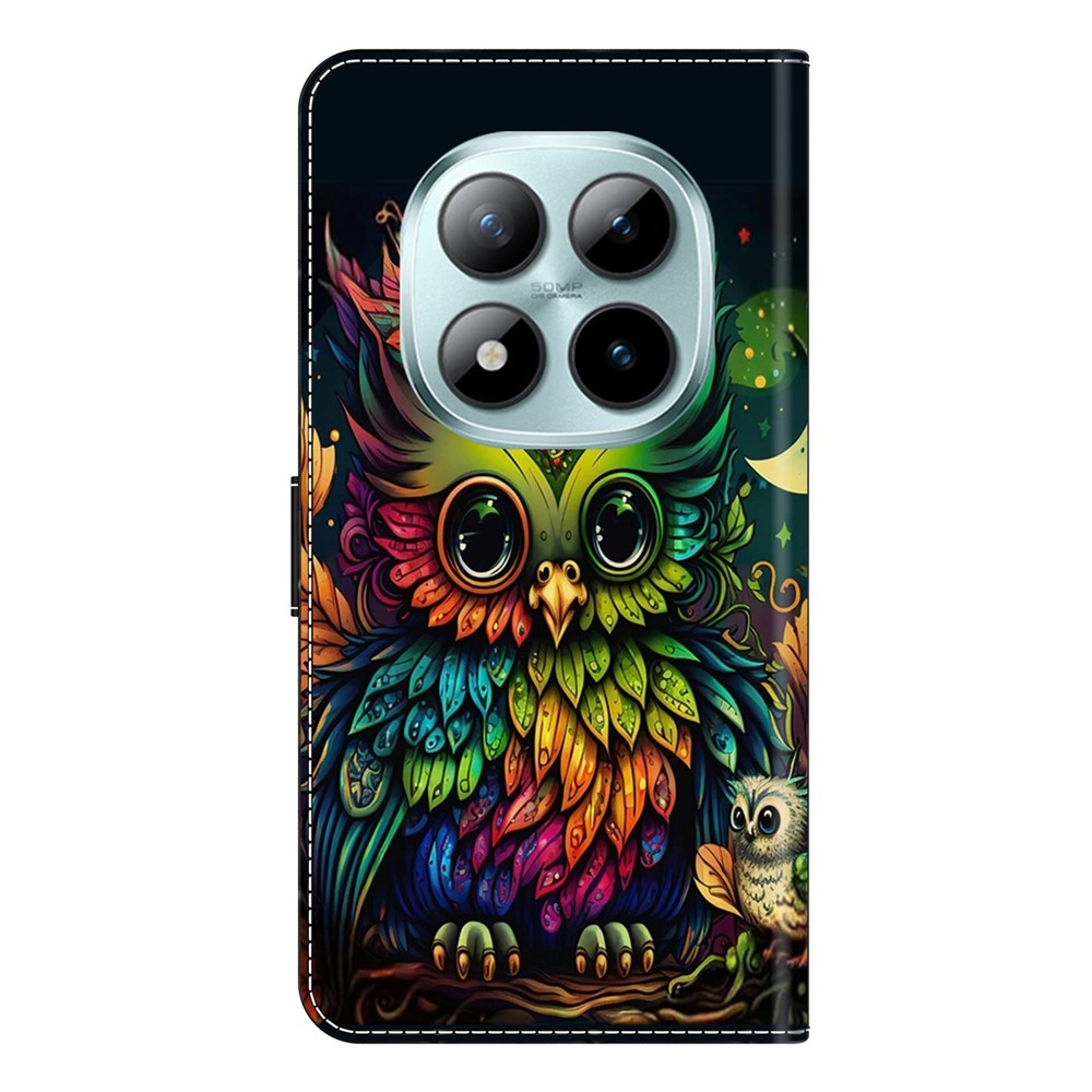 Különleges könyv tok a Xiaomi Poco M8 5G/Redmi Note 15 5G/Note 15 4G - színes bagolyhoz