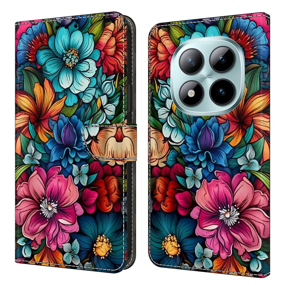 Különleges könyv tok a Xiaomi Poco M8 5G/Redmi Note 15 5G/Note 15 4G - színes virágokhoz
