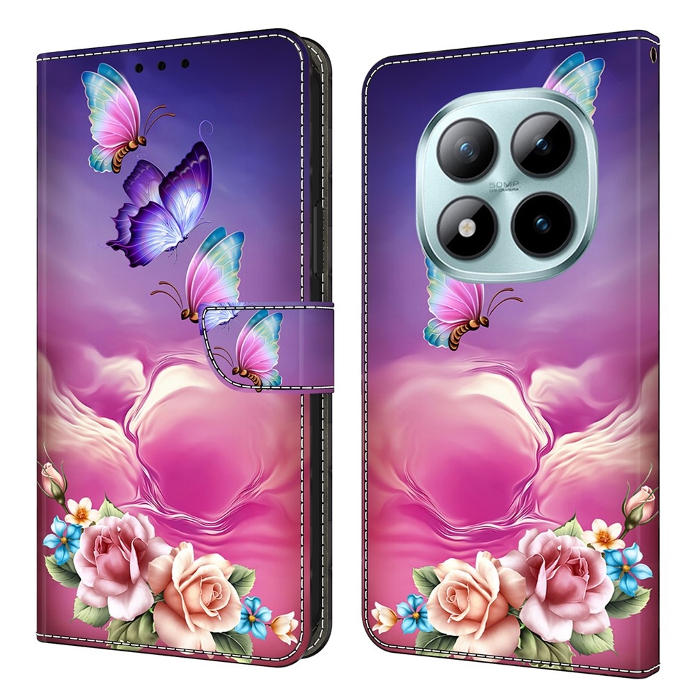 Különleges könyv tok a Xiaomi Poco M8 5G/Redmi Note 15 5G/Note 15 4G - pillangók és virágok számára