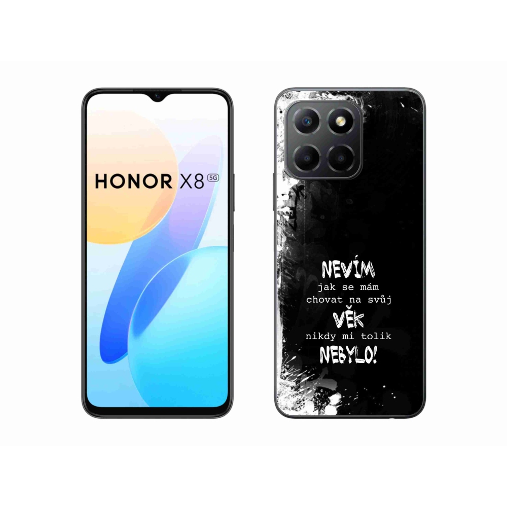 Zselés borító mmCase a Honor X8 5G/Honor 70 Lite 5G készülékhez - vicces szöveg 14 fekete háttérrel