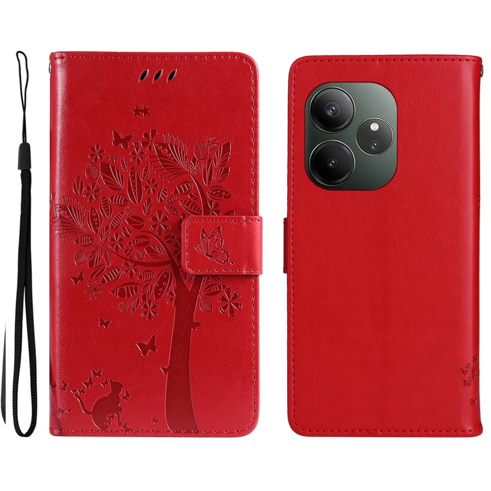 Fa könyvtáska a Realme GT 6 5G/GT 6T 5G számára - piros