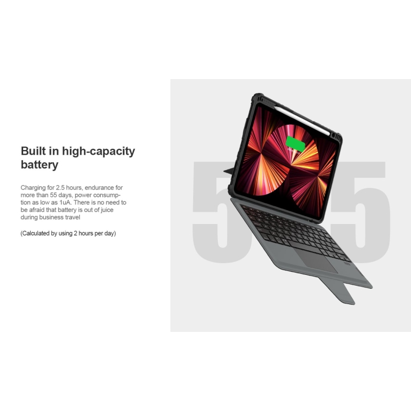 Nillkin Bumper Combo billentyűzetes tok iPad Air 4/5/10,9 (2020/11, 2024/2025/2026) és Pro 11 (2020/2021/2022) modellekhez, fekete