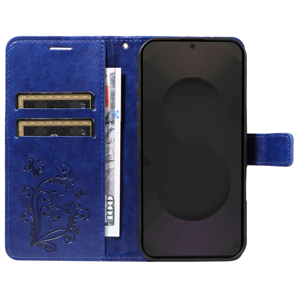 Nagy pillangó könyv tok Samsung Galaxy S25 FE készülékhez - kék