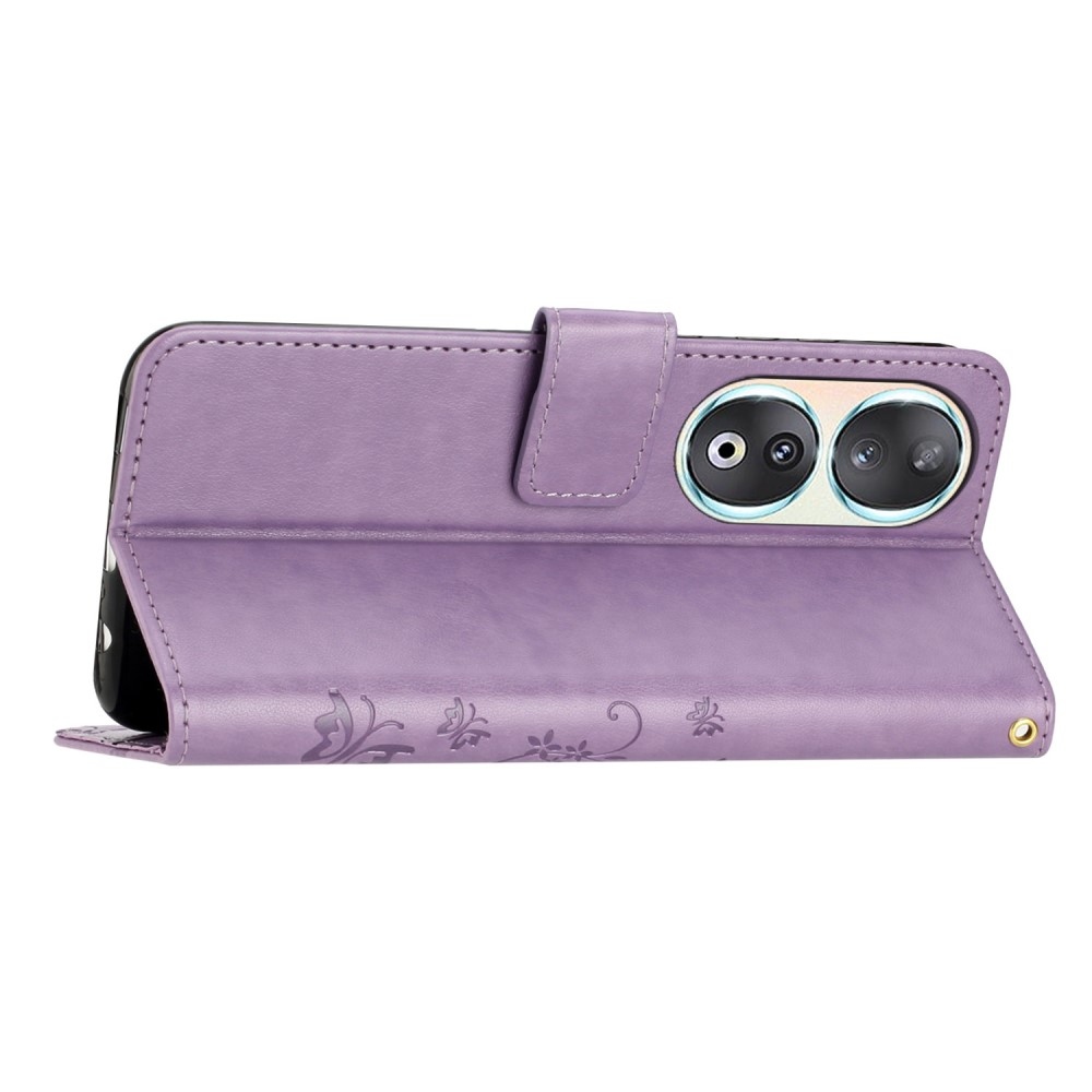 Virágok könyvtáska a Honor 90-hez - világos lila