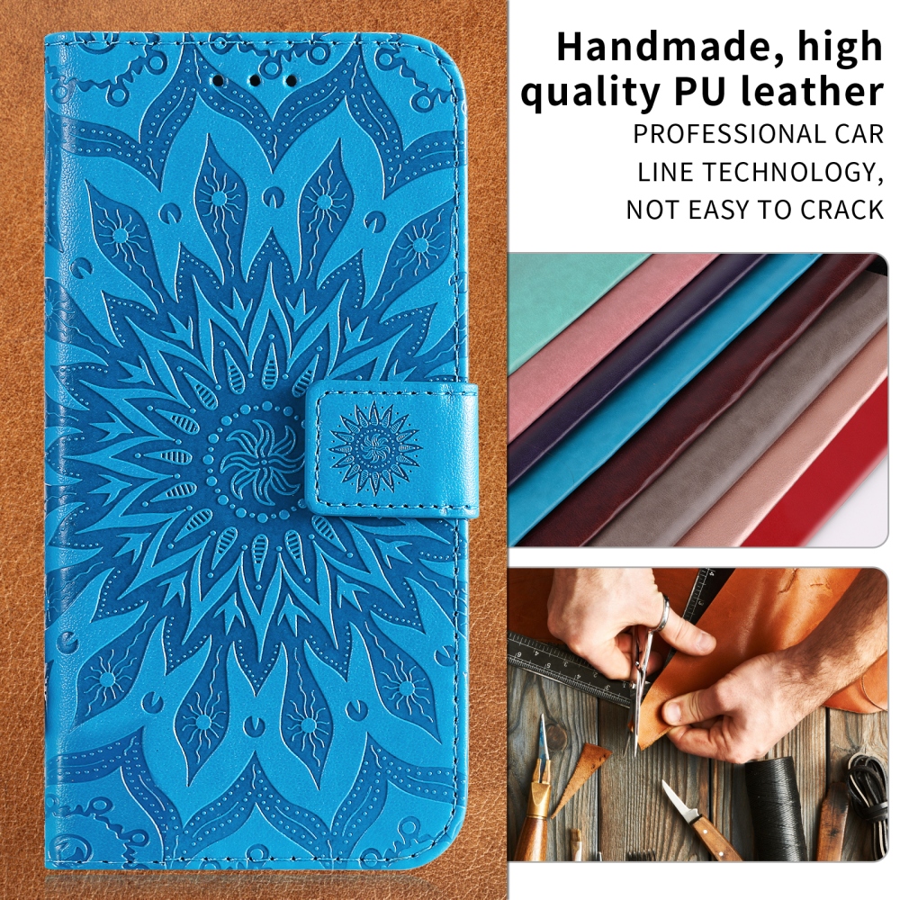 Napraforgó könyv tok Xiaomi Redmi 15C 4G/5G (173mm) - kék