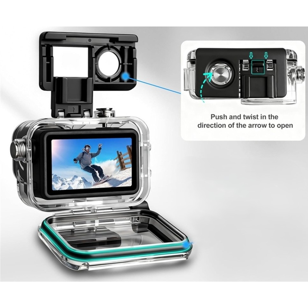 Vízálló tok DJI Osmo Action 6 kamerához dupla Cold Shoe rögzítéssel