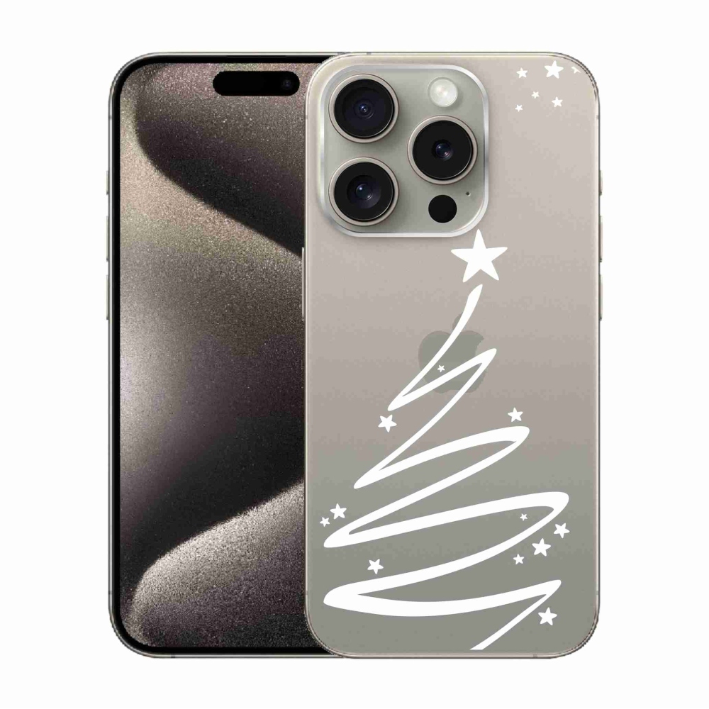 Zselés borítás mmCase iPhone 15 Pro készülékhez - fehér fa átlátszó háttéren