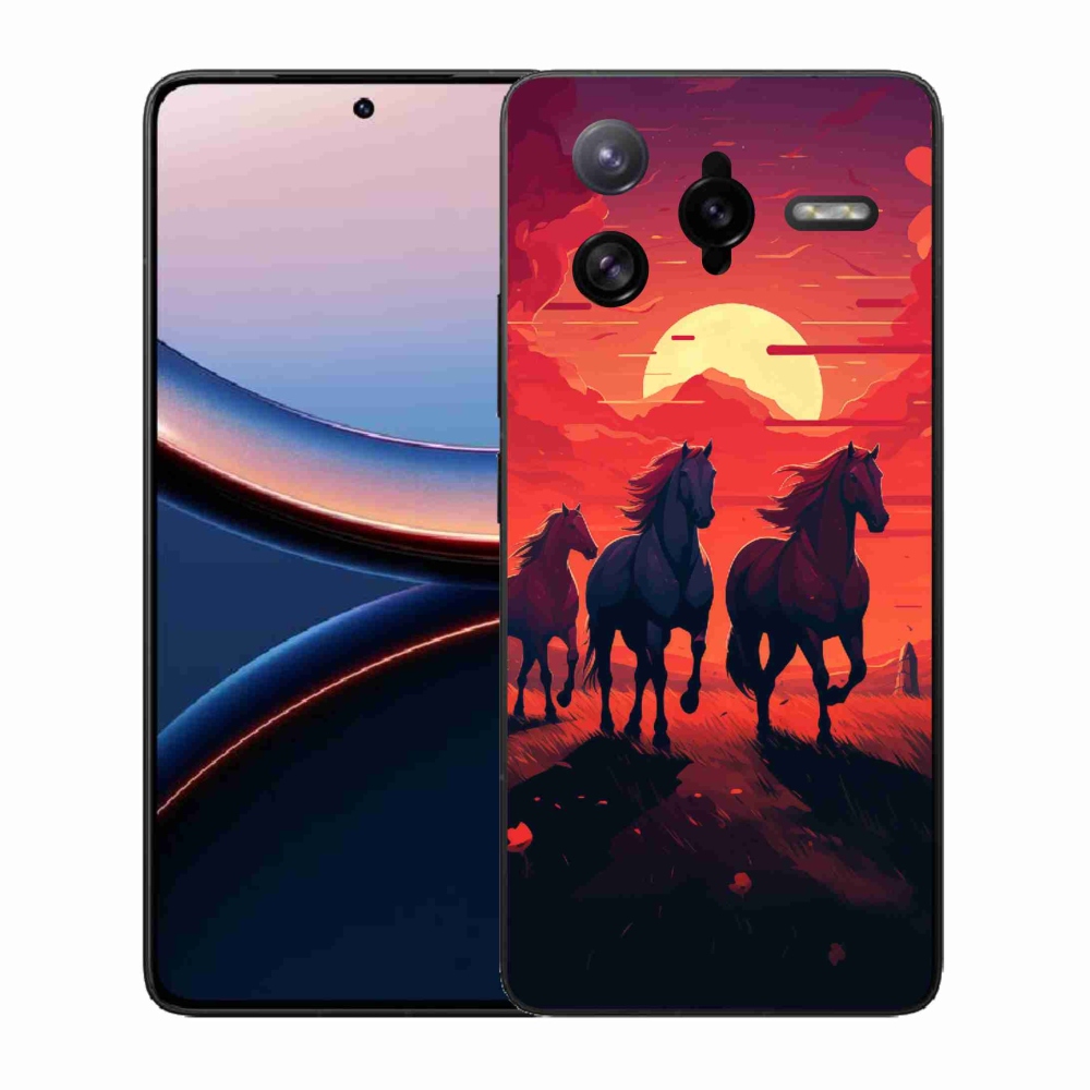 Gél borítás mmCase a Xiaomi Poco F7 Ultra számára - lovak és naplemente