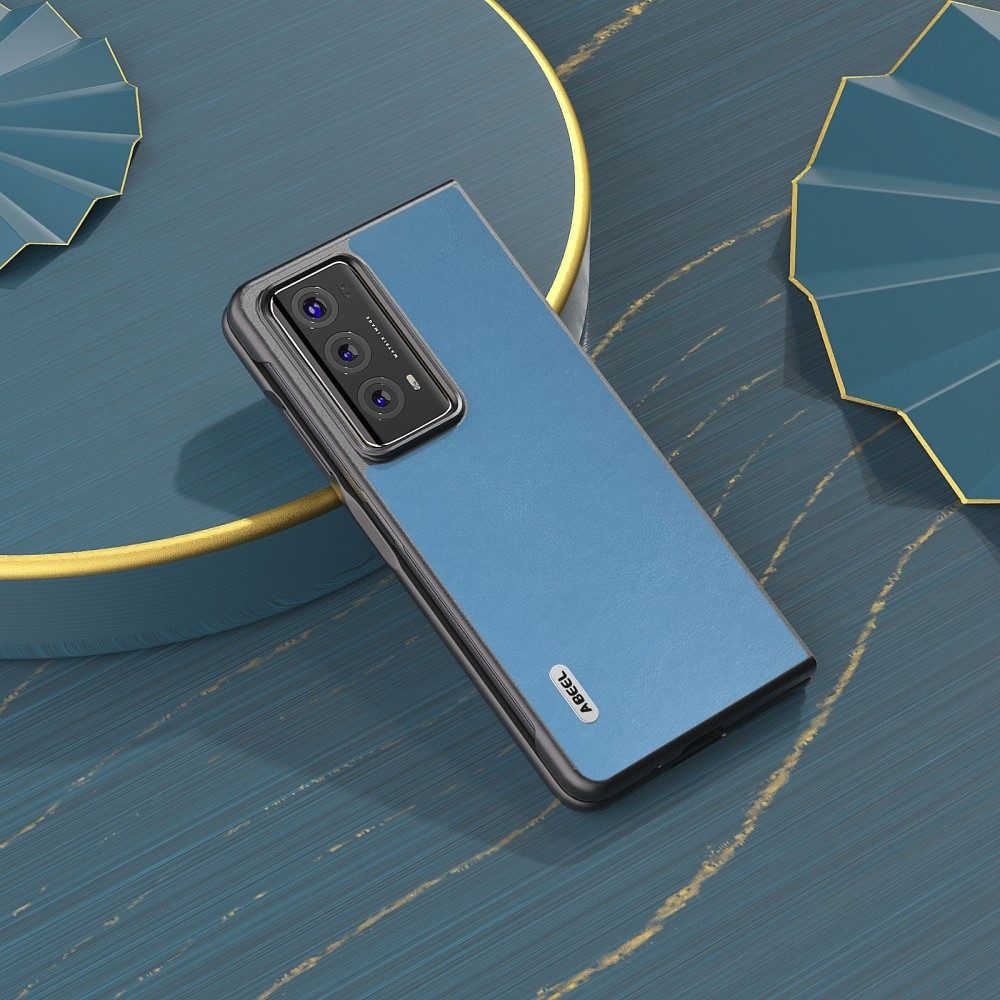 ABEEL műanyag tok műbőrrel a Honor Magic V2 készülékhez - világoskék színben