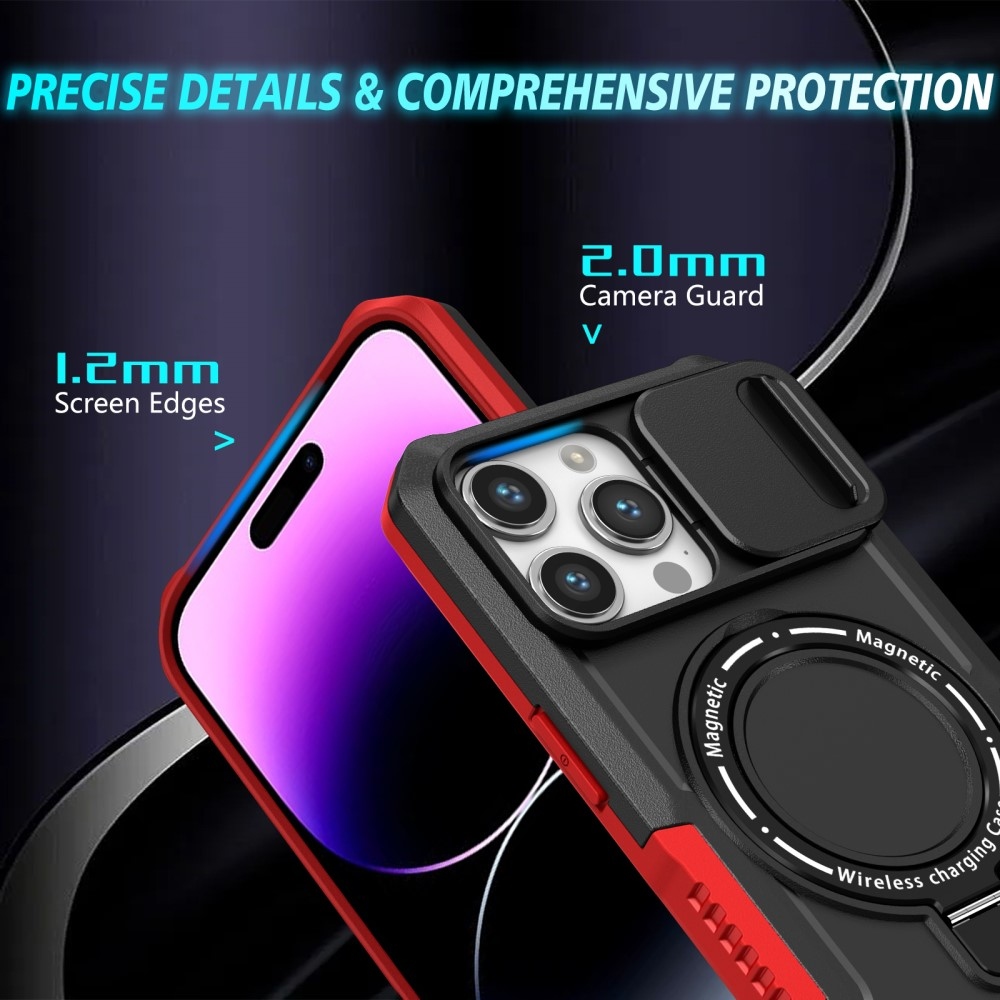Katonai tartós védőburkolat MagSafe-vel iPhone 14 Pro Max készülékhez - Piros/fekete
