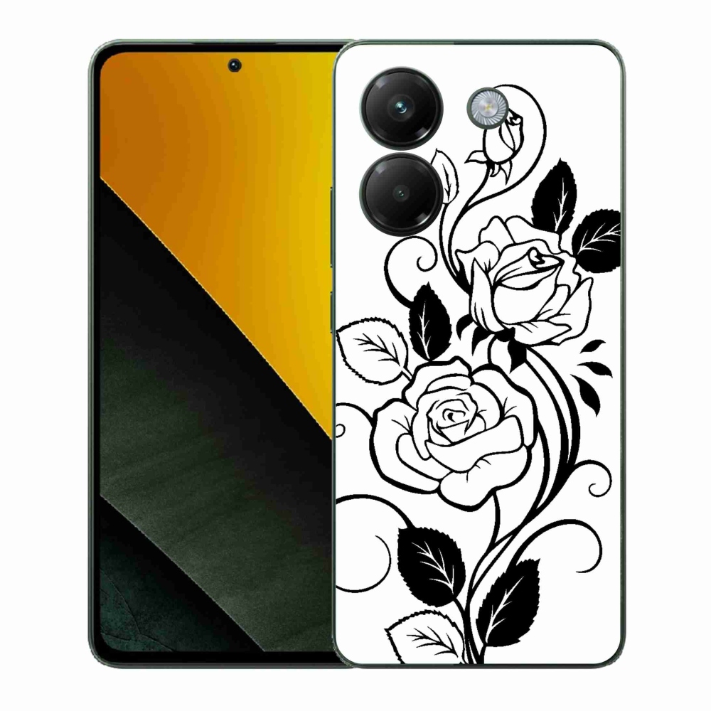 Gél borítás mmCase a Xiaomi Poco M7 Pro 5G-hez - fekete és fehér rózsa