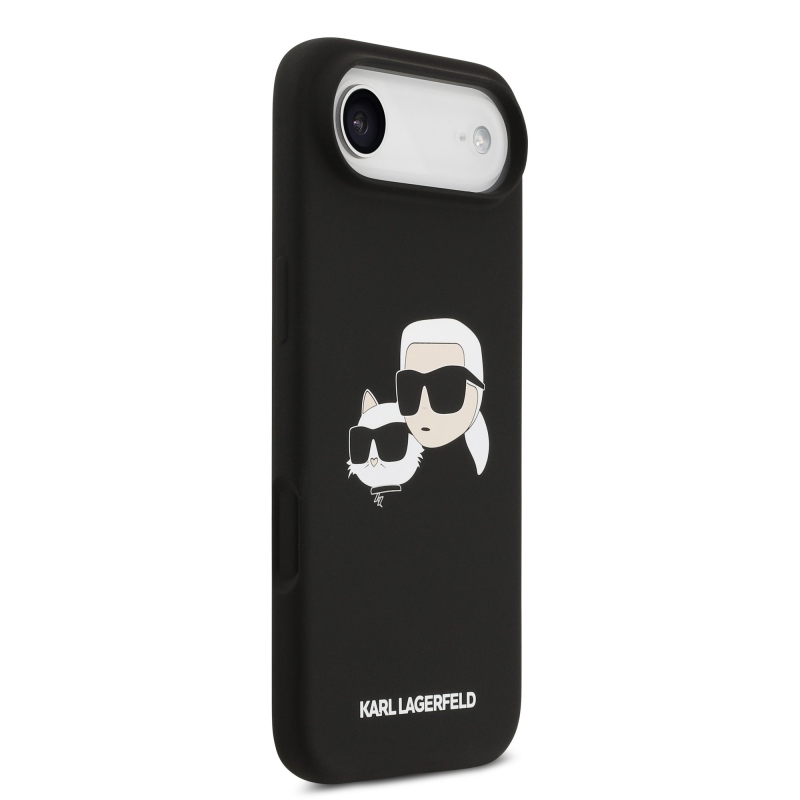 Karl Lagerfeld Folyékony szilikon dupla fejű MagSafe hátlap iPhone 17 Airhez Fekete
