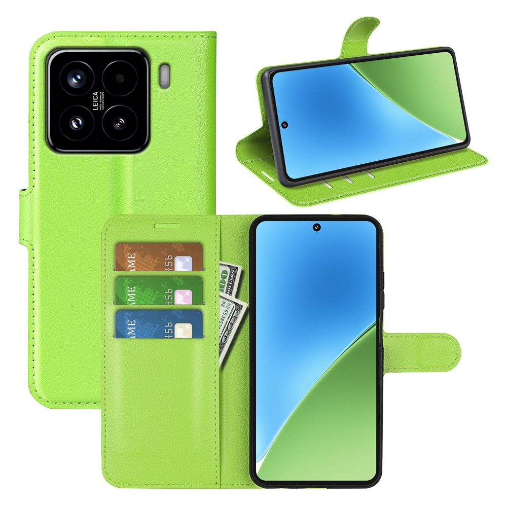 Litchi könyv tok a Xiaomi 15-öshöz - zöld