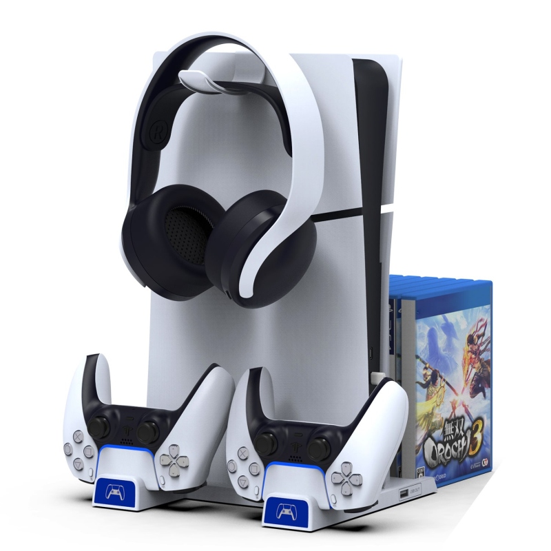 iPega P5S009 Többfunkciós töltőállvány PS5 Slim fehér színű PS5 Slimhez