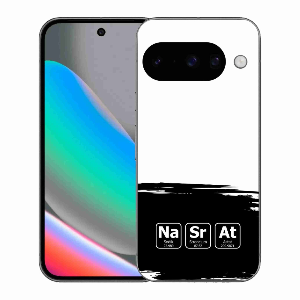 Gél borító mmCase a Google Pixel 10 - kémiai elemek fekete és fehér háttérrel