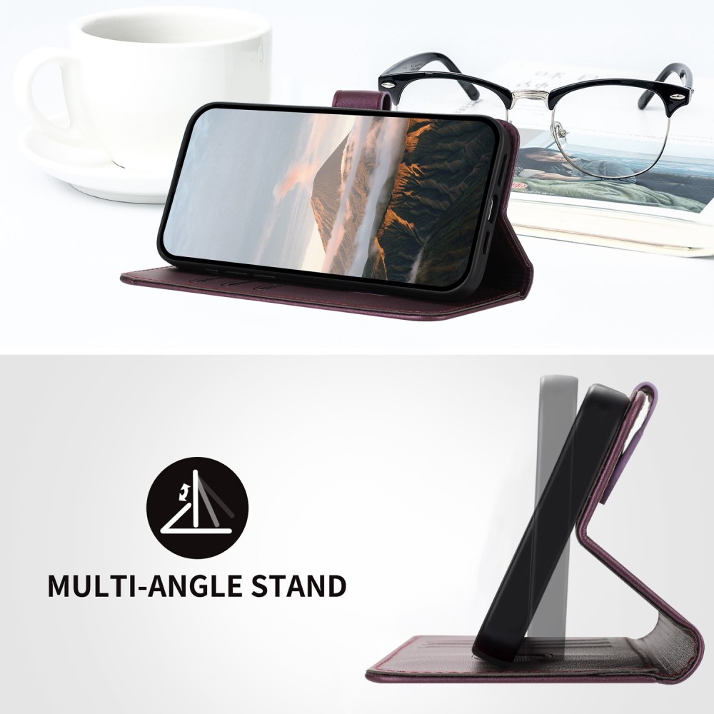 Háromszögek könyvtáska a Realme 14 5G készülékhez - sötétlila