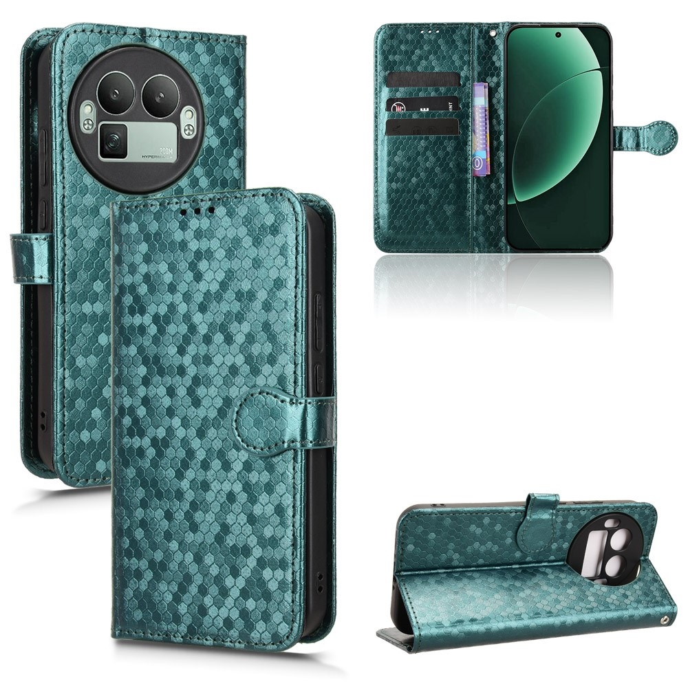 Pöttyös könyvtáska Realme GT 8 Pro 5G-hez - zöld