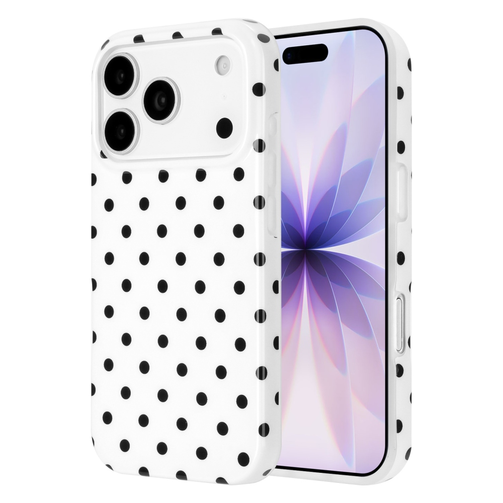 Dots gél tok iPhone 18 Pro Max/17 Pro Max mobiltelefonhoz – fehér