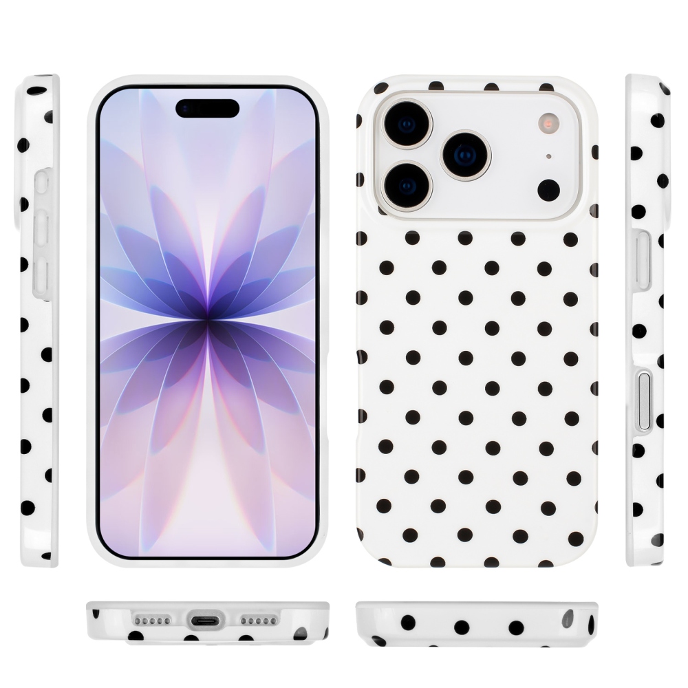 Dots gél tok iPhone 18 Pro Max/17 Pro Max mobiltelefonhoz – fehér