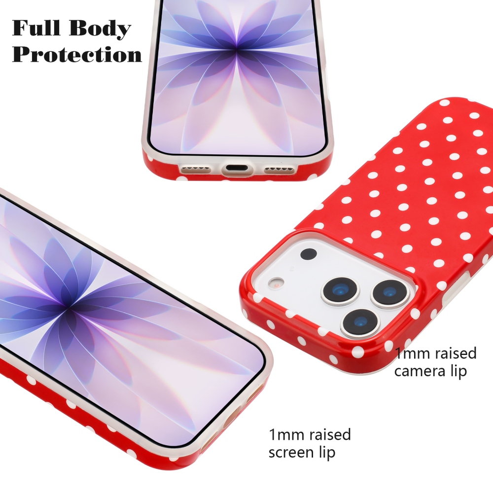 Dots gél tok iPhone 18 Pro Max/17 Pro Max mobiltelefonhoz – piros