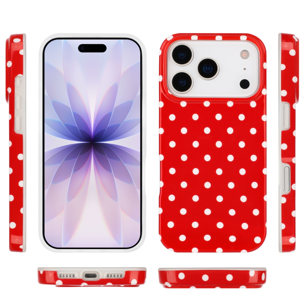 Dots gél tok iPhone 18 Pro Max/17 Pro Max mobiltelefonhoz – piros
