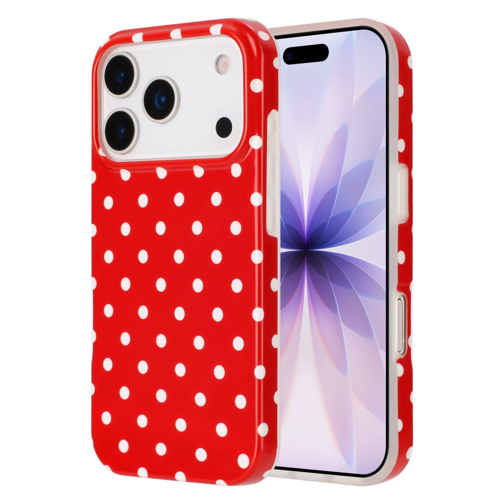 Dots gél tok iPhone 18 Pro Max/17 Pro Max mobiltelefonhoz – piros