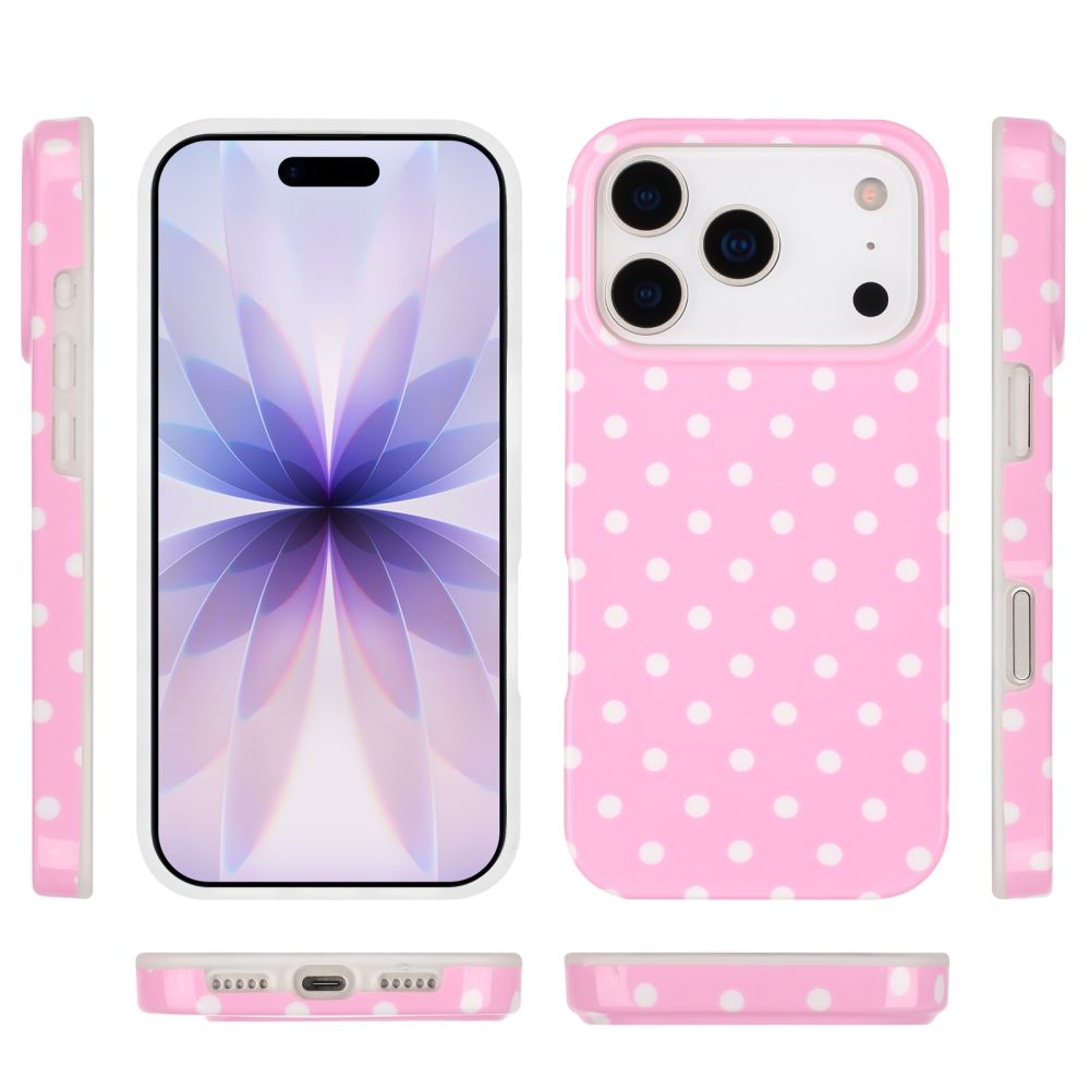 Dots gél tok iPhone 18 Pro Max/17 Pro Max mobiltelefonhoz – rózsaszín