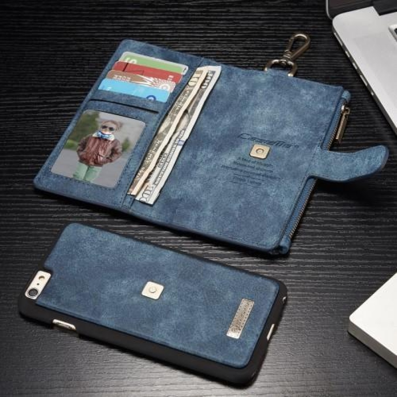 Dupla, kétrészes pénztárcatárca tok iPhone 6 Plus és 6s Plus készülékhez - kék