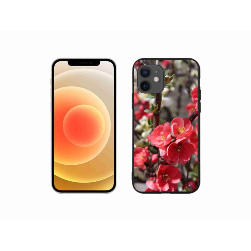 Gél borítás mmCase iPhone 12 mini készülékhez - piros virágok