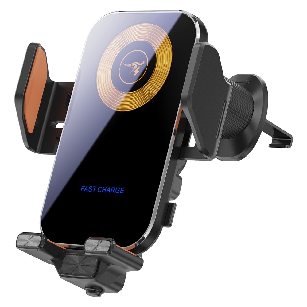 X15 vezeték nélküli autós töltő szellőzőtartóval 15 W - ezüstmetál