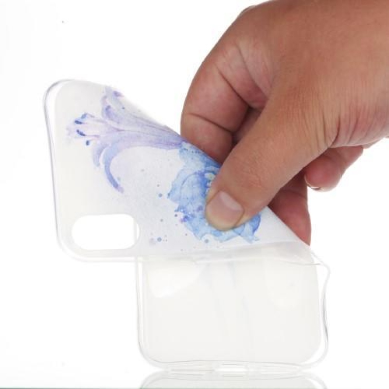 Gél tok iPhone X készülékhez - kék virág