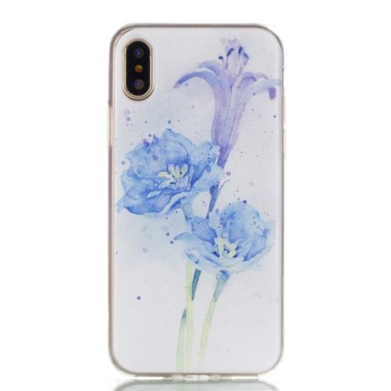 Gél tok iPhone X készülékhez - kék virág