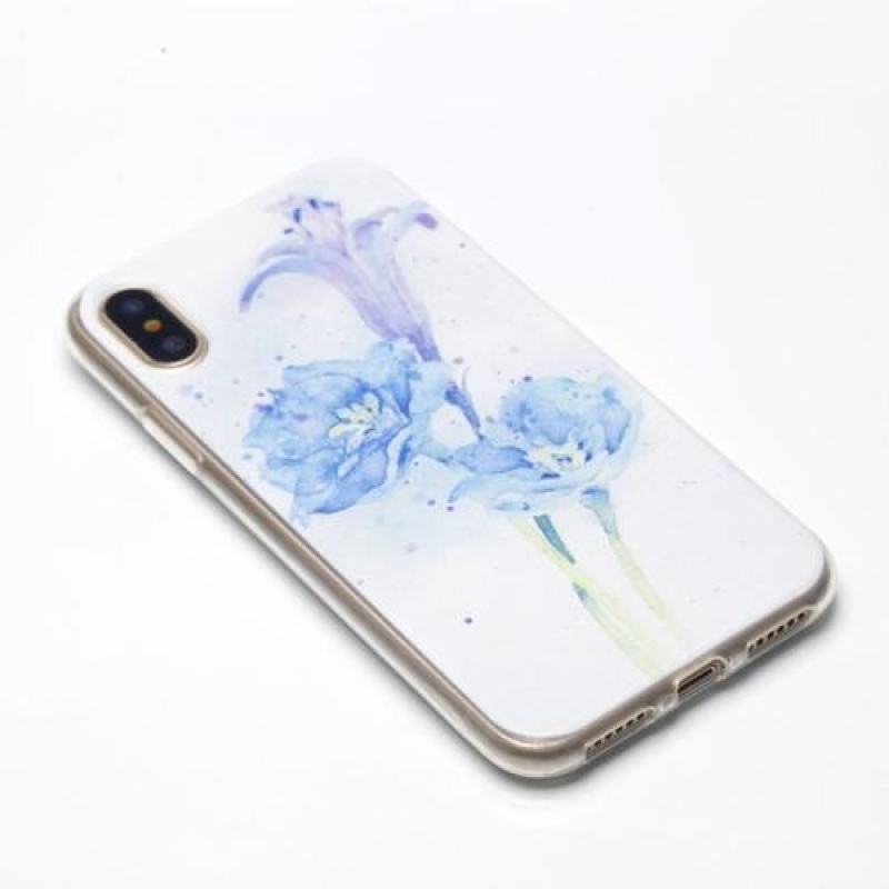 Gél tok iPhone X készülékhez - kék virág