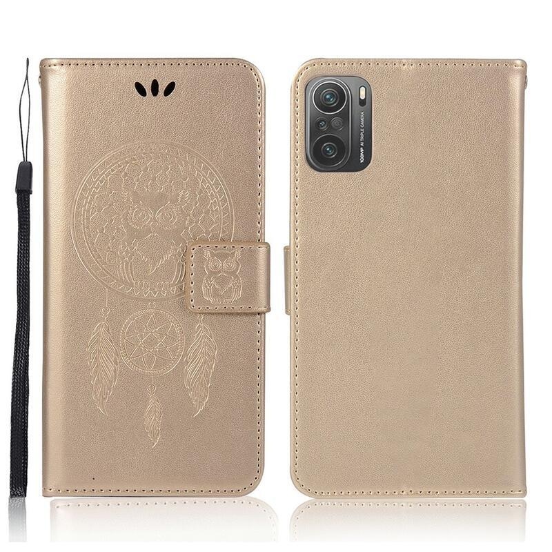 Dream PU bőr pénztárca tok Xiaomi Poco F3-hoz - arany színű