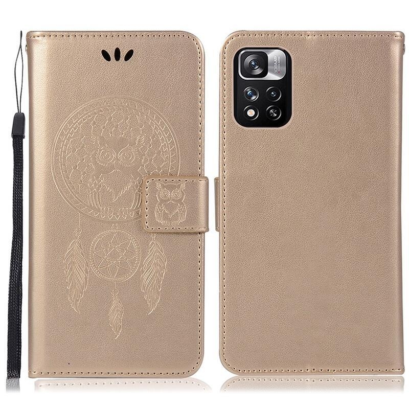 Álom PU bőr pénztárca tok Xiaomi Poco M4 Pro 5G/Redmi Note 11S 5G - arany színben