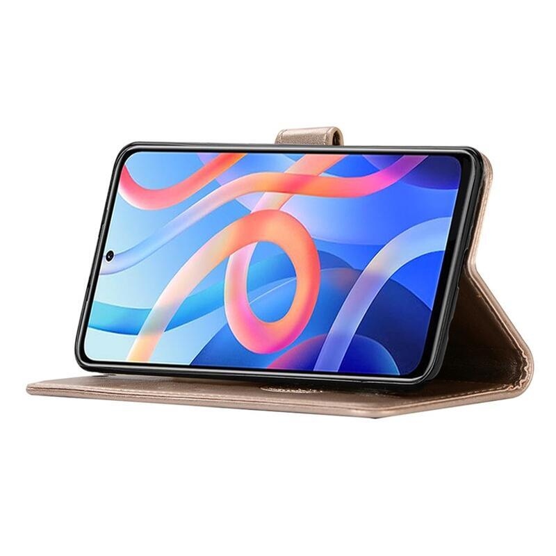 Álom PU bőr pénztárca tok Xiaomi Poco M4 Pro 5G/Redmi Note 11S 5G - arany színben