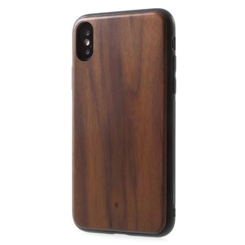 Fából készült hibrid tok iPhone X készülékhez - kávé