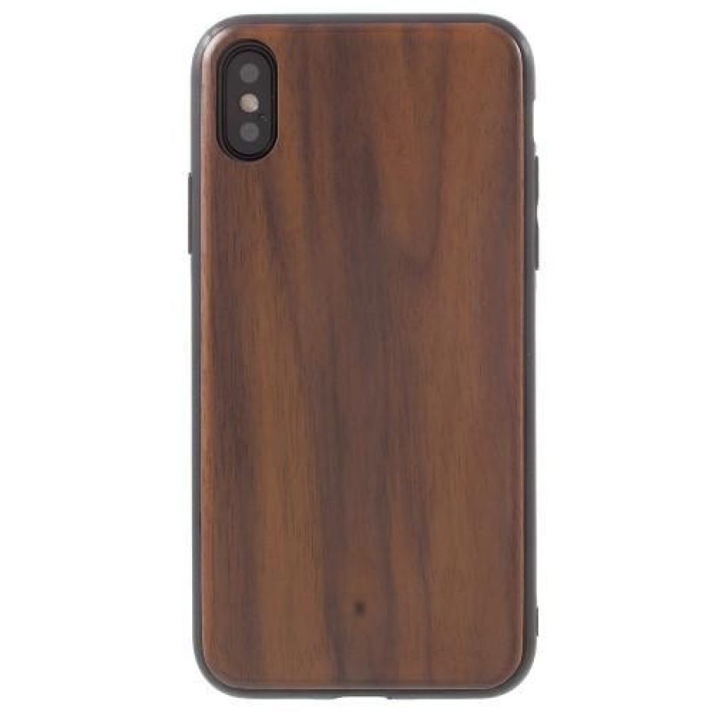 Fából készült hibrid tok iPhone X készülékhez - kávé