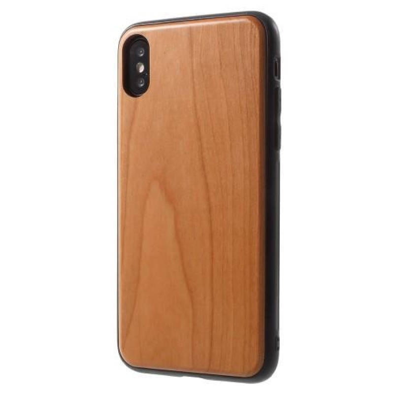 Fából készült hibrid tok iPhone X készülékhez - sötétbarna színben