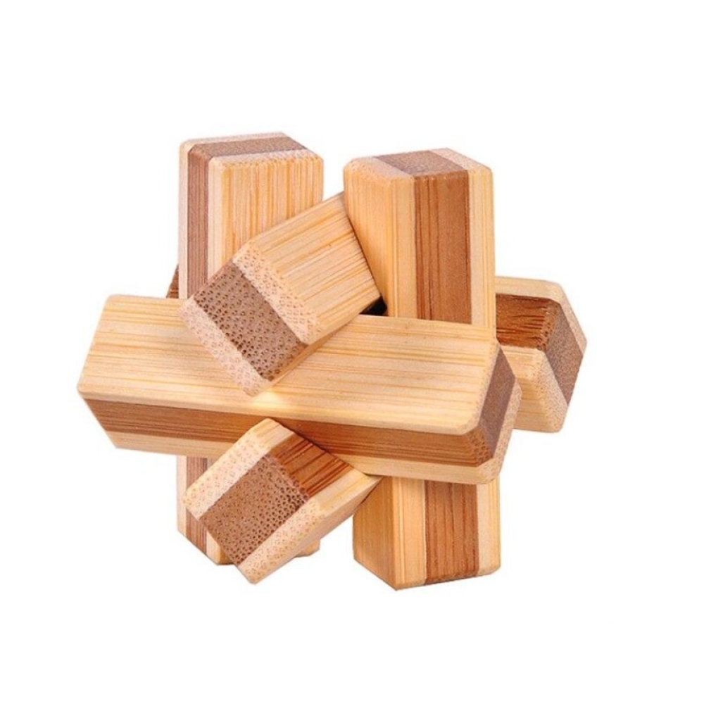 Fából készült mini logikai kirakó (4,5 × 4,5 cm) gyerekeknek és felnőtteknek - G forma