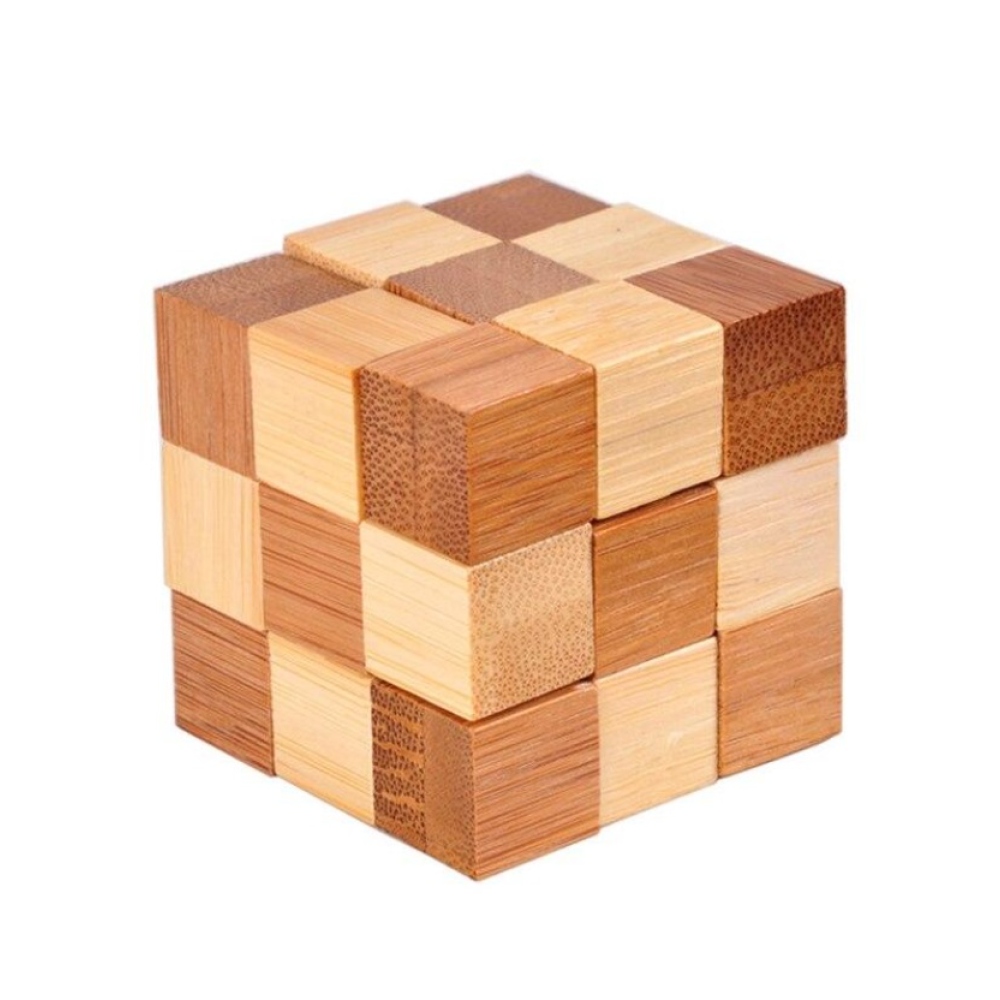 Fából készült mini logikai puzzle (4,5 × 4,5 cm) gyerekeknek és felnőtteknek - I. forma