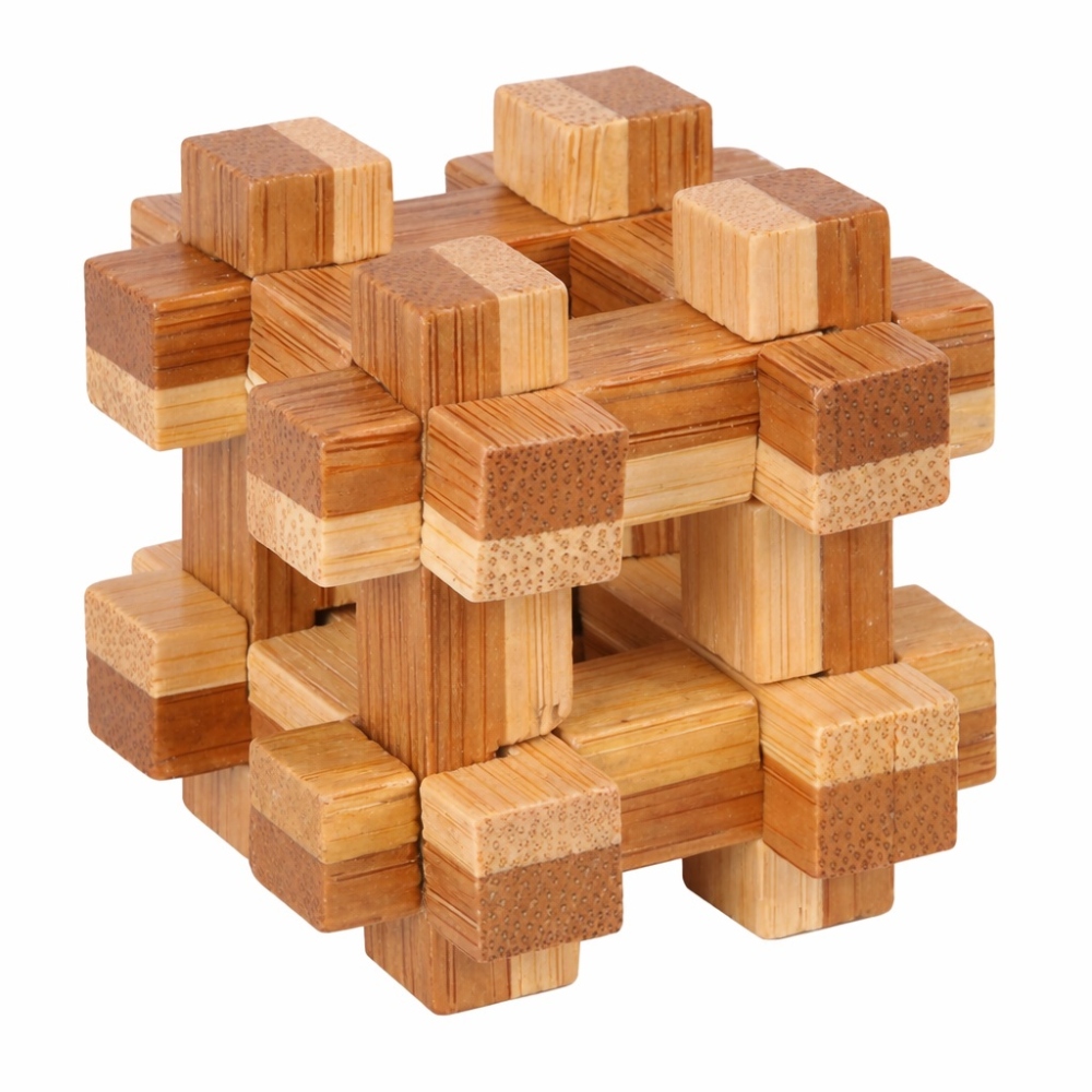 Fából készült mini logikai kirakó (4,5 × 4,5 cm) gyerekeknek és felnőtteknek - J forma