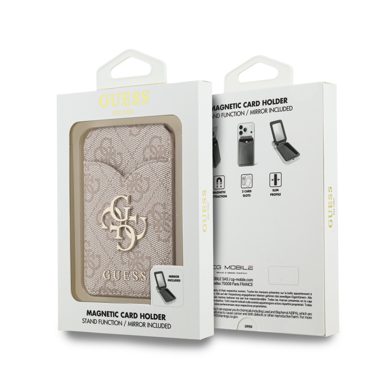 Guess PU 4G Mirror MagSafe Cardslot pénztárca állvánnyal rózsaszínű