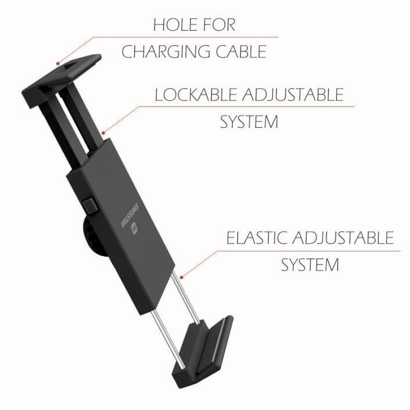 Swissten S-Grip T1-OP táblagéptartó az autó fejtámlájához - fekete színben